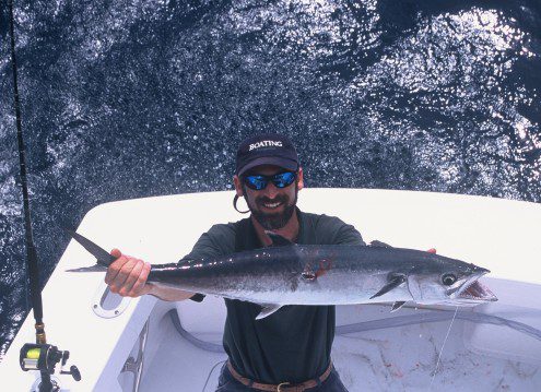 Rudow with King Mackeral Lenny Rudow, one of the mid-Atlantic region's top fishing writers, with a prize King Mackeral.