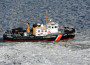 Coast Guard Cutter Capstan clears a path through ice on the Chesapeake Bay.  Coast Guard photo