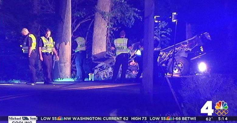Jacob Dennis crash scene at Clarksburg Md. Photo courtesy of NBC 4 Washington