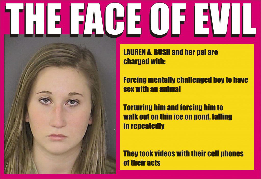 Lauren Bush - The Face of Evil - she and her pal tortured autistic kid