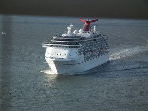 Carnival Pride passes under the Chesapeake Bay Bridge on its way to the Caribbean from the Port of Baltimore, Md. THE CHESAPEAKE TODAY photo