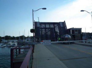 Eastport Bridge over Spa Creek at Annapolis, opens for boat traffic. THE CHESAPEAKE TODAY photo