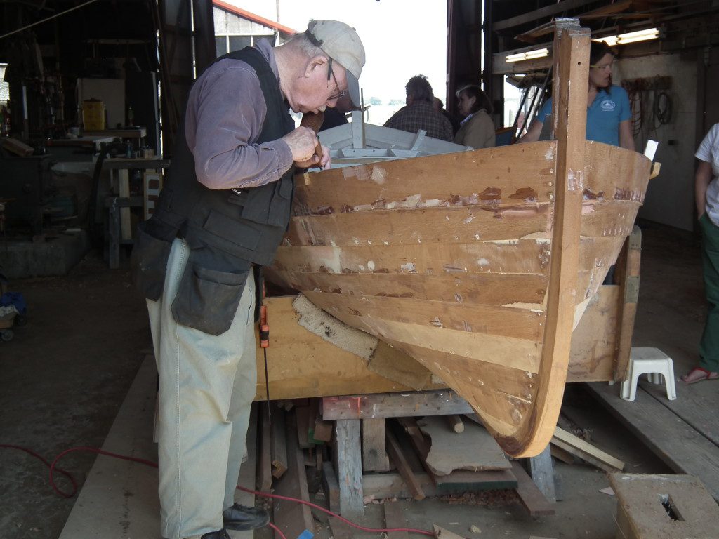 This lobster boat in the New England style is being hand-built with love by dedicated volunteers at the museum. Boat restorations are undertaken as well, with boats donated each year included in an annual auction which raises money for the museum.  A visit here can be a highlight of your summer.  THE CHESAPEAKE TODAY photo.