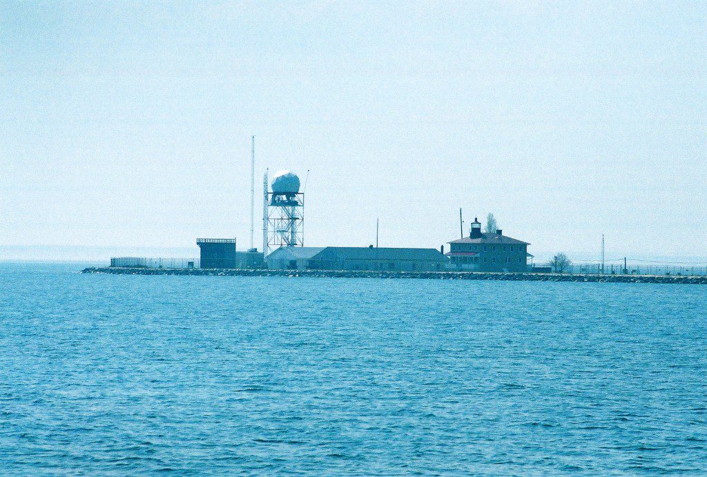 Point Lookout Lighthouse from the Chesapeake Bay view. The CHESAPEAKE TODAY photo