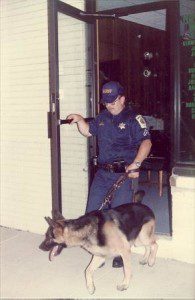 St. Mary's County, Md. Sheriff's K-9 Officer Willam Bell and Taras checking a burglary for a track.