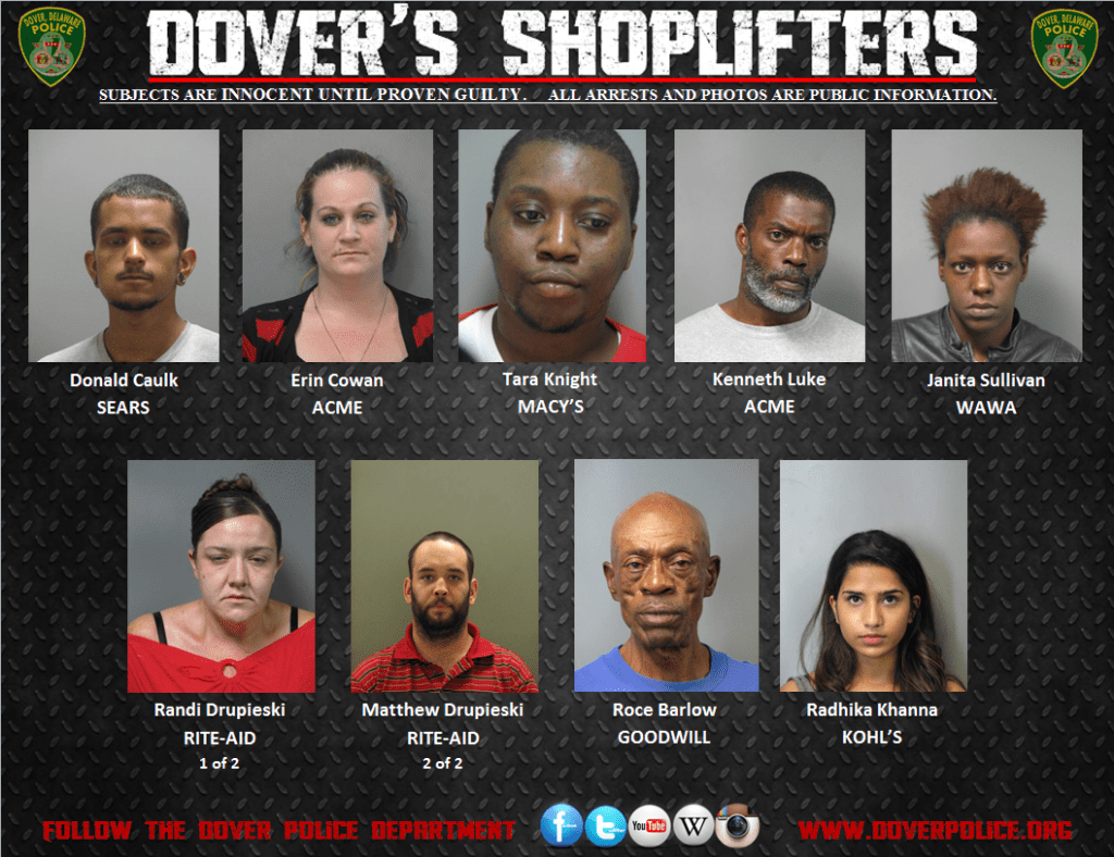 Dovers shoplifting suspects for Sept. 19 2014