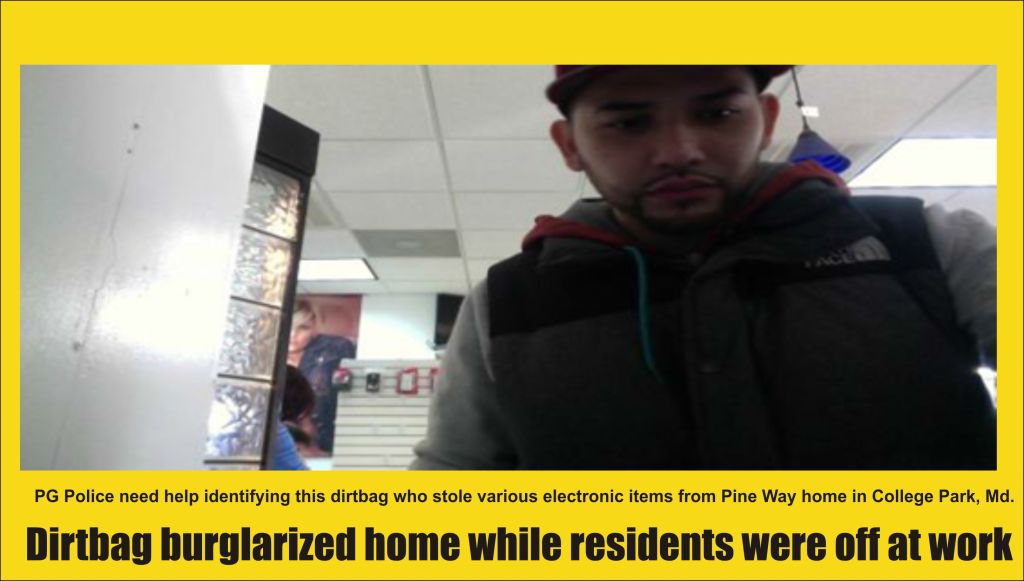 Burglary suspect from Pine Way in College Park Md 121714