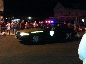 Maryland State Trooper drives in the Federalsburg Christmas parade