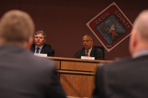 St. Mary's Sheriff Tim Cameron and Lt. Gov. Boyd Rutherford at heroin summit. 