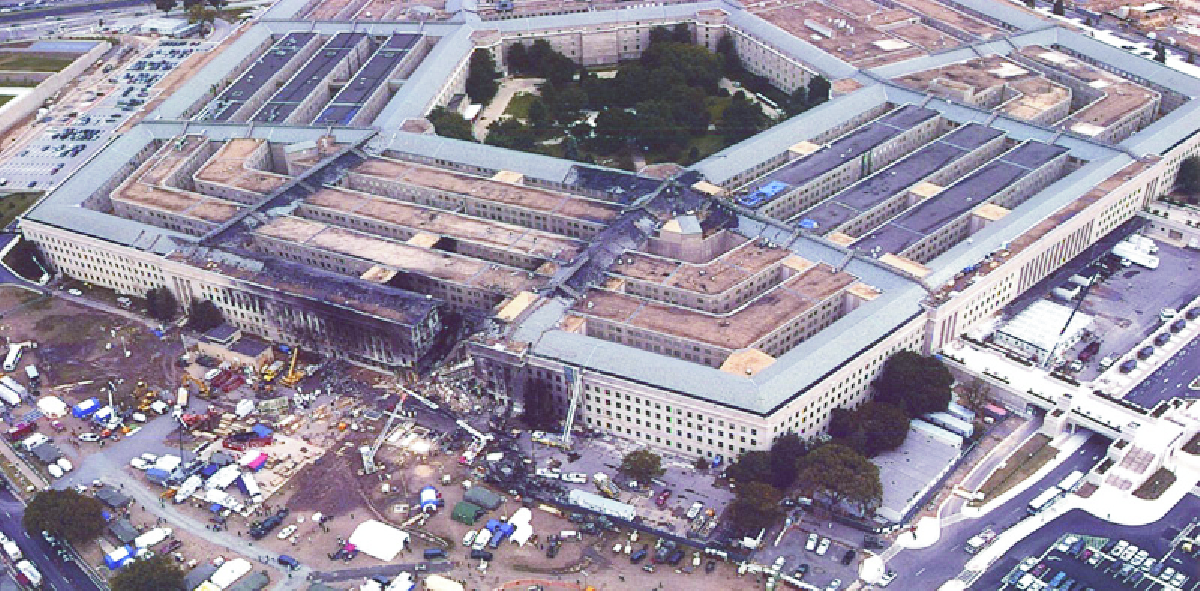The Pentagon after being attacked by Saudi Islamic Radical Terrorists on Sept. 11, 2011. 