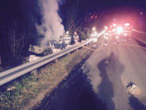 Bagby high speed wreck down ravine after hitting parked car Powhatan VFD