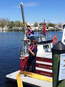 Ready aim fire Salisbury FD fireboat training.