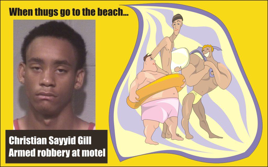 Christian Gill charged with armed robbery when thugs go to the beach