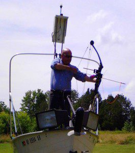 Cap'n Larry Jarboe's Jon boat rigged for night fishing