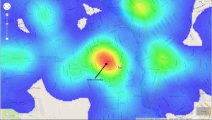 This thermal image overlay of downtown Dover shows hot spot of crime; could this be why some groups don't want cops to increase patrols? They clearly want a "cop-free zone"