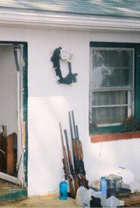 NO LOOTING ZONE - Home owners were well-armed to deal with the few looters who arrived to take advantage of the plight of others. 