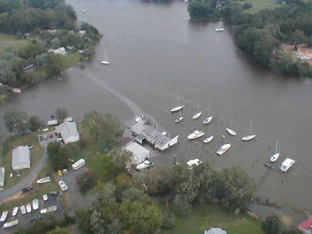 The covered slips of Combs Creek Marina in Compton were uncovered by the winds of Isabel. 