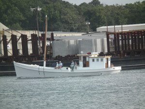 Historic Oyster Buyboat arriving in port at Cape Charles, Virginia. THE CHESAPEAKE TODAY photo
