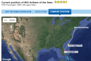 Scheduled itinerary of Anthem of The Seas