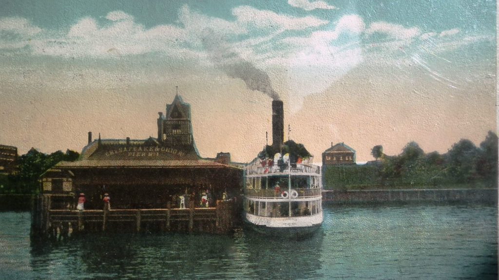 C & O Railway Newport News showing the Virginia starting on her trip to Norfolk.
