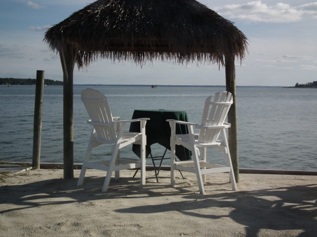 At 6 pm on one Saturday each month the great buffet at Fitizies Marina opens with fried oysters, steamed shrimp, roast beef and more. Some folk were out side waiting with jackets and sweater but reserving seats like this. Fitzies is located at the end of Joe Hazel Road in Compton. Set it on your GPS. Enter to win Kindle Paperwhite. http://bit.ly/1H52GVs