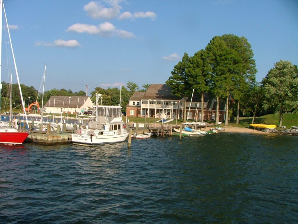 The three-story "boathouse" with luxury dining facilities overlooks the St. Mary's River and frequently hosts various functions for the College and Historic St. Mary's City Commission.  THE CHESAPEAKE TODAY photo