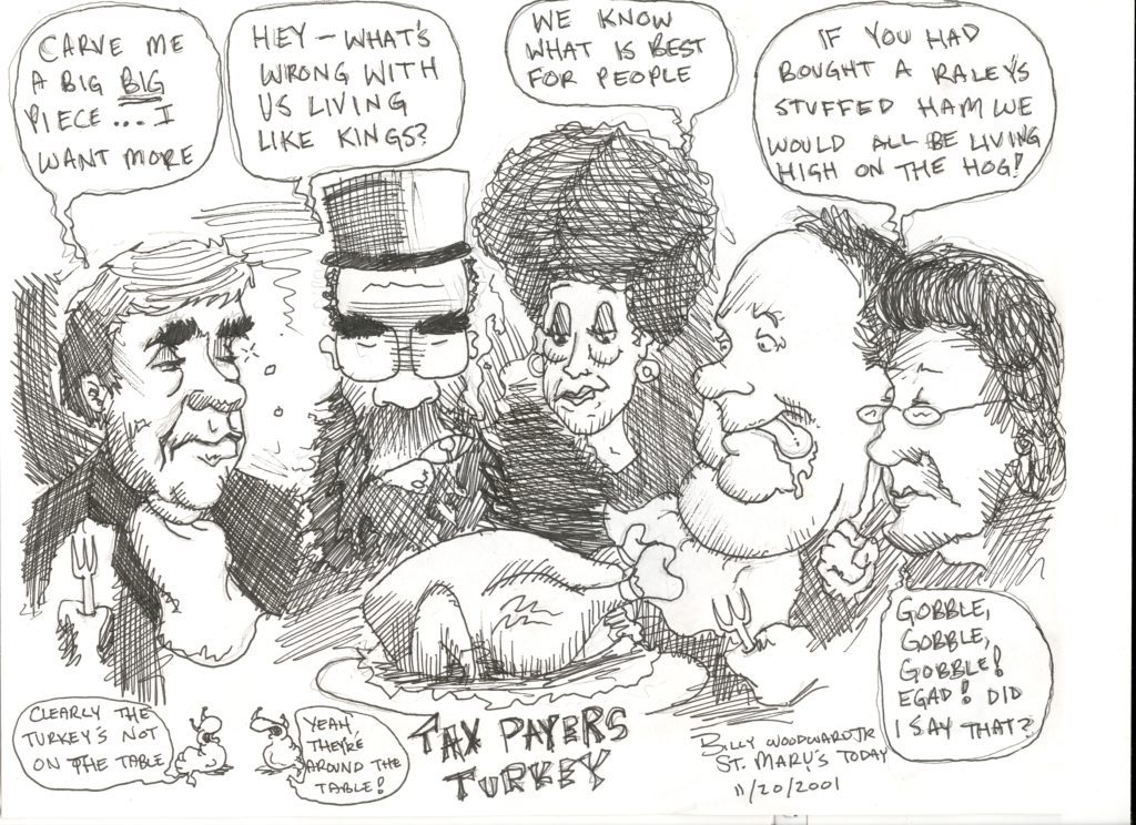 The St. Mary's Commissioners elected in 1998 consisted of liberal Republican and now a Democrat - Shelby Guazzo- and four Democrats. They raised every tax they could find and some of them twice. Since that board, many of the Good Old Boy Democrats have changed to Republican and they still run county government under a different banner with the same outcomes. See more in THE STORY OF THE RAG.
